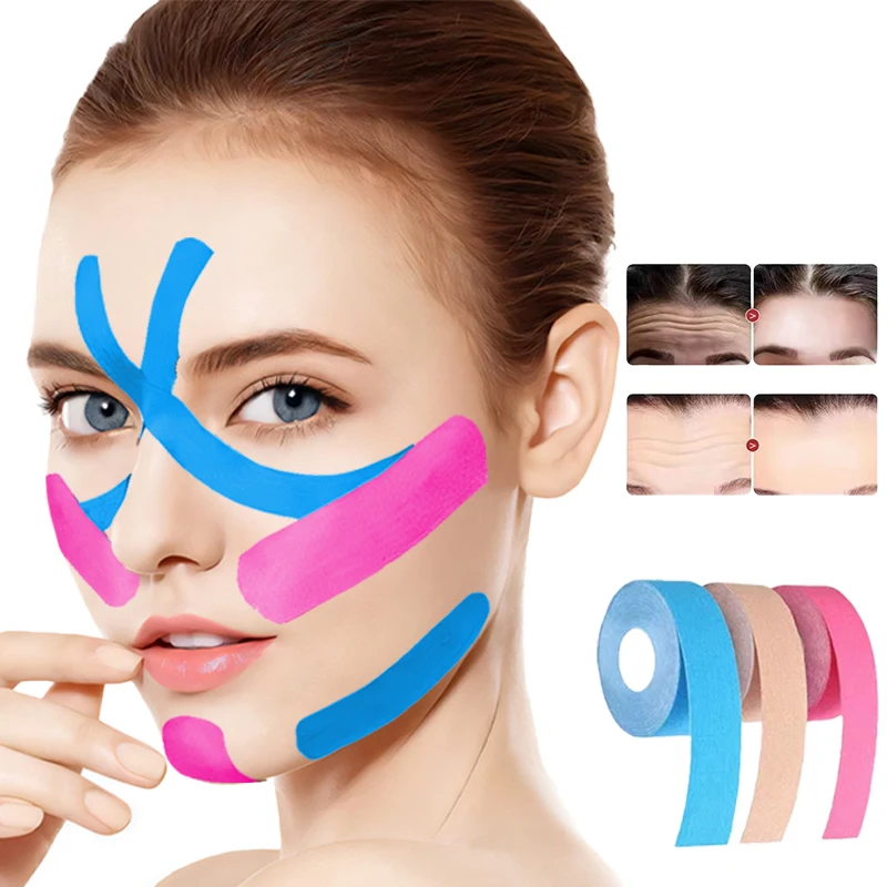 Nastro Kinesiologico Nastro Kinesio Grip Tape Adesivi Per Il Viso Sottile Linea Facciale A Forma Di V Rughe Rilassamento Cutaneo Face Lift Up Nastri P