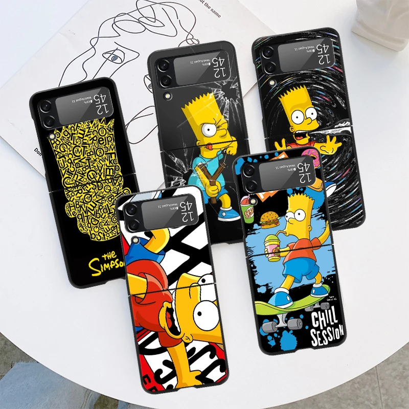 The Simpsons Custodia Per Telefono Bart Per Samsung Galaxy Z Flip 3 4 5G Luxury Pc Black Hard Cover Zflip3 Zflip4 Fall Prevention Shell Sac