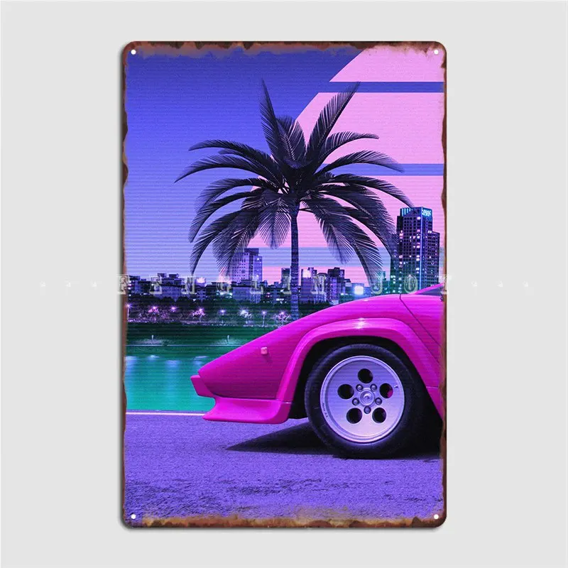 Countach Retrowave Metal Sign Design Pub Club Bar Plates Tin Sign Poster