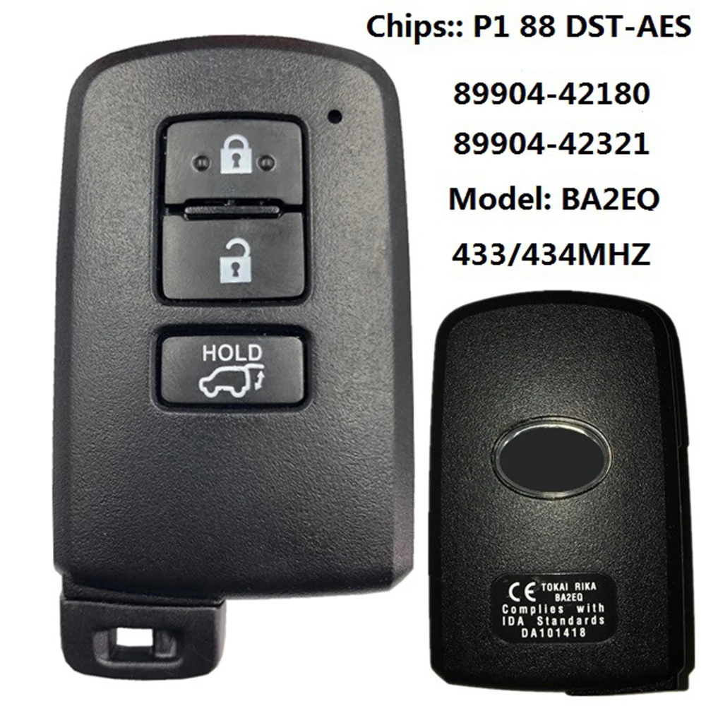 Chiave Smart Car A 3 Pulsanti Per Toyota Rav4 2015-2019 Smart Key Ba2Eq P1 88 Dst-Aes Chip 433Mhz 89904-42180 89904-42321 Keyless Go
