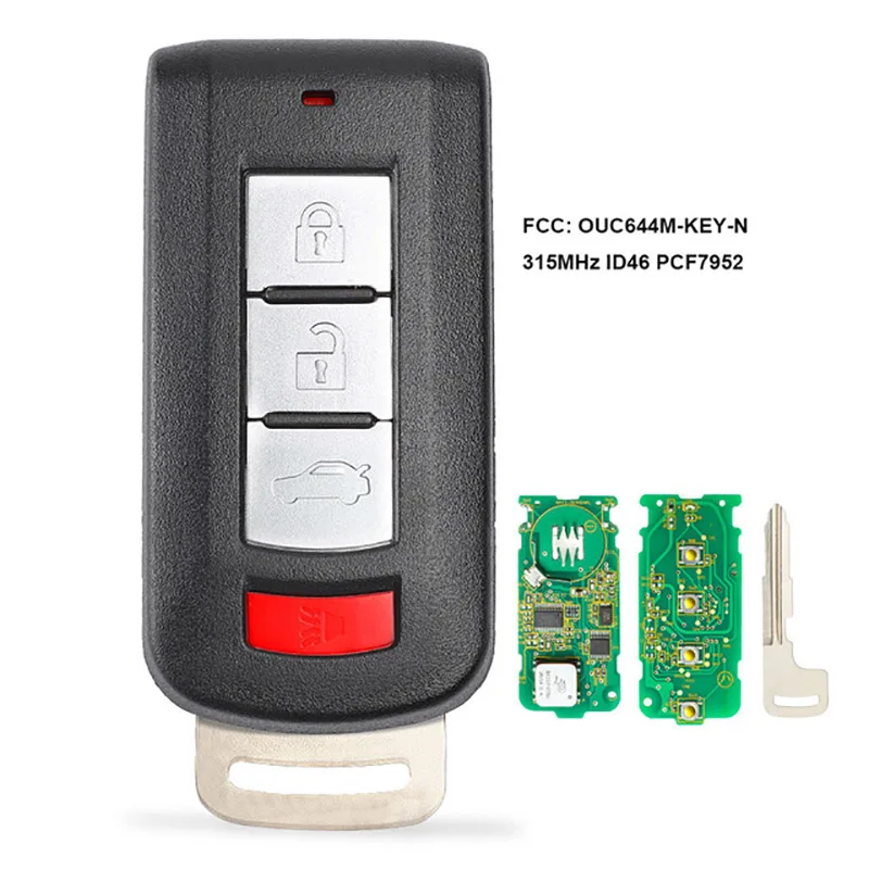 Nhkey Smart Remote Key Fob Per Mitsubishi Lancer Outlander Mirage 3 + 1 Pulsanti Ouc644M-Key-N 315Mhz 2008-2016