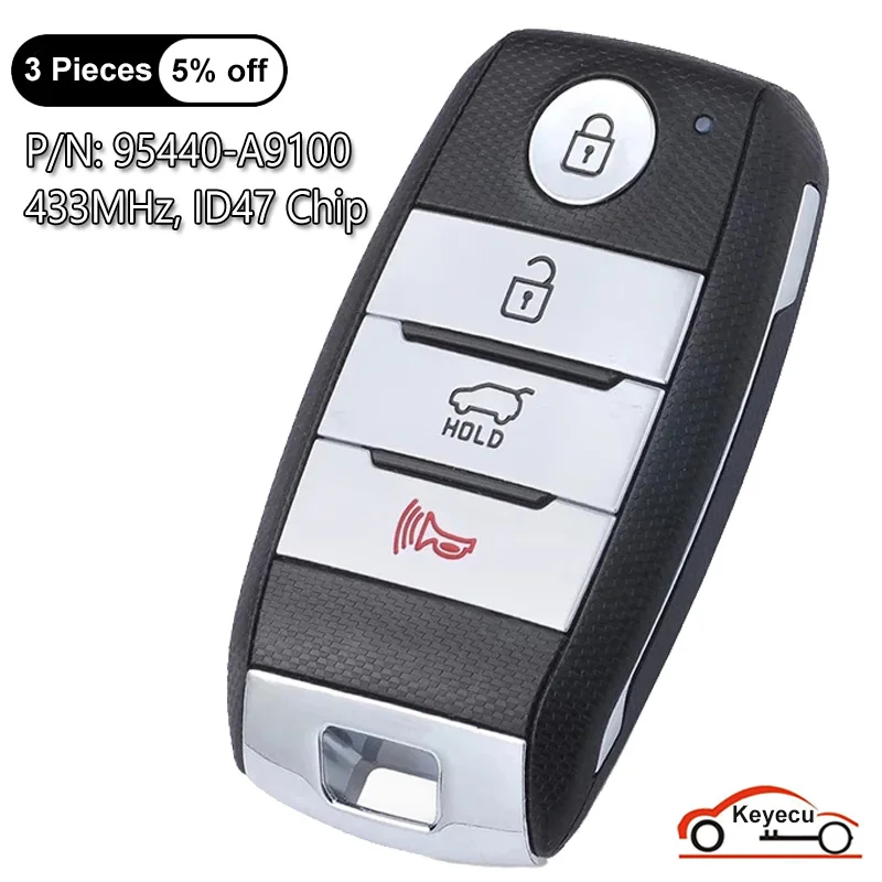 Keyecu 4 Pulsanti 433Mhz Id47 Chip Per Kia Sedona 2015 2016 2017 2018 Auto Smart Remote Control Key Fob Muslimah, Muslimah