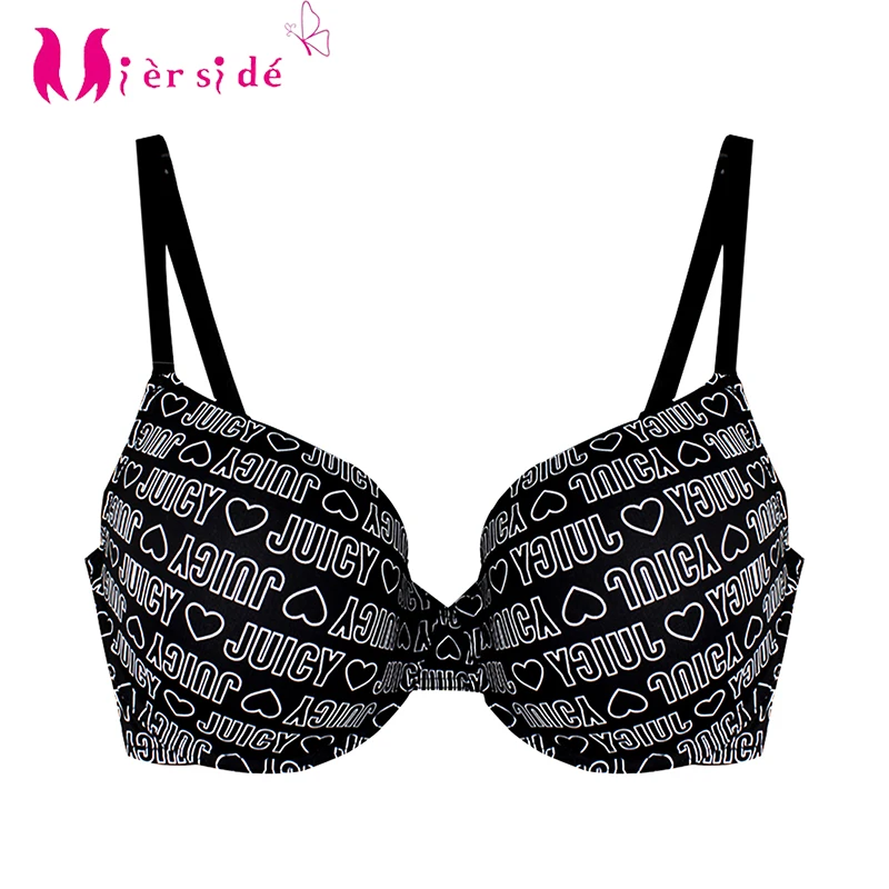 Mierside 3819 Fashion Black/White Love Letter Bra Everyday Push Up Bra Women Sexy Underwear Plus Size Bra