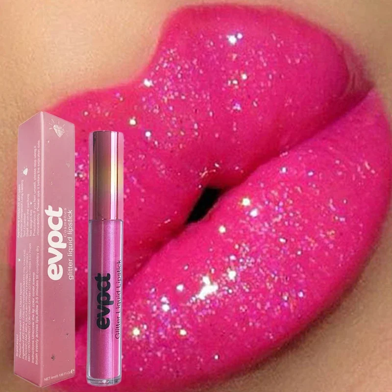 Waterproof Diamond Shimmer Glitter Lip Gloss 18 Colori Matte Glitter Liquid Lipstick Diamond Pearl Color Lip Gloss Sexy Make Up