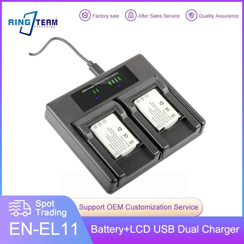 2X En-El11 Batteria & 1X Usb Caricatore Doppio Per Nikon Coolpix S550 E S560 Fotocamere Digitali