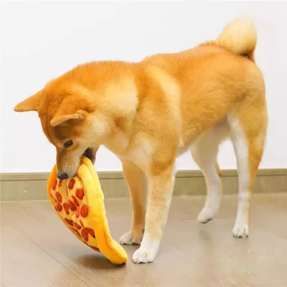 Simulazione Cane Sniffing Sound Paper Toy Peluche A Forma Di Pizza Cane Molare Pizza Resistente Al Morso Suono Pizza Pet Toy