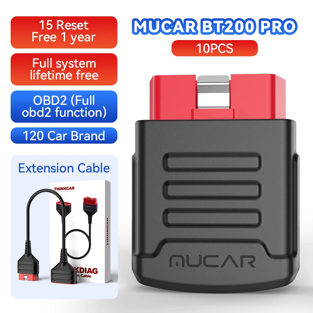 10/50 Pz Mucar Bt200 / Bt200 Pro Obd2 Auto Scanner Strumento Diagnostico Per Auto Lettore Di Codici Sistema Completo Olio/Sas Manutenzione 15 Reset