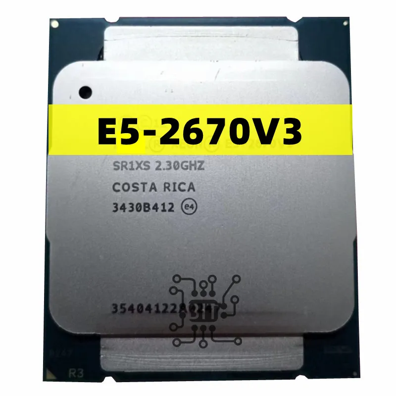 Usato Xeon Cpu Versione Ufficiale E5-2670V3 Sr1Xs X99 2.30Ghz 30M 12 Core E5 2670 E5-2670 V3 Lga2011-3 Processore E5 2670 V3 Cpu