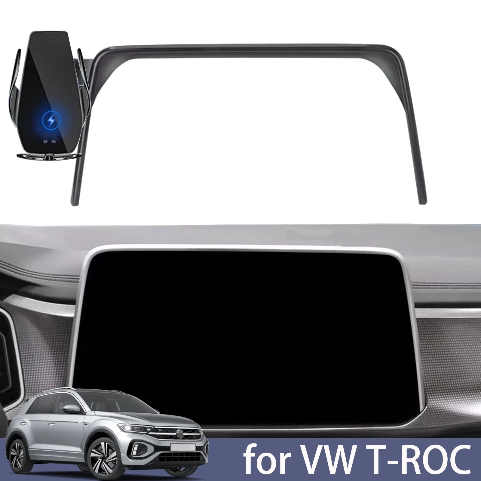 Per Vw T-Roc 2023 + Supporto Per Telefono Da Auto Staffa Di Navigazione Per Schermo Rack Di Ricarica Wireless Magnetico New Energy