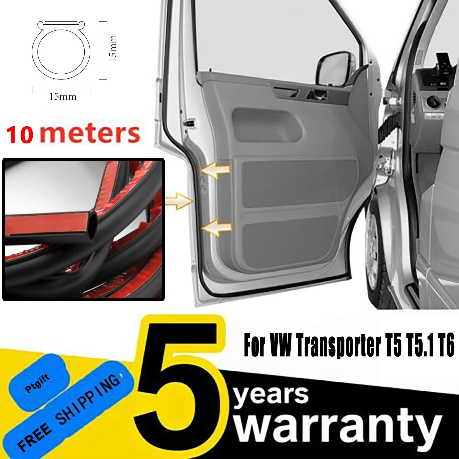 10 Metri Per Vw T5 T5.1 T6 Transporter Multivan Caravelle Campervan California Camper Extra Cab T32 Strisce Di Tenuta Porte Aggiornamento
