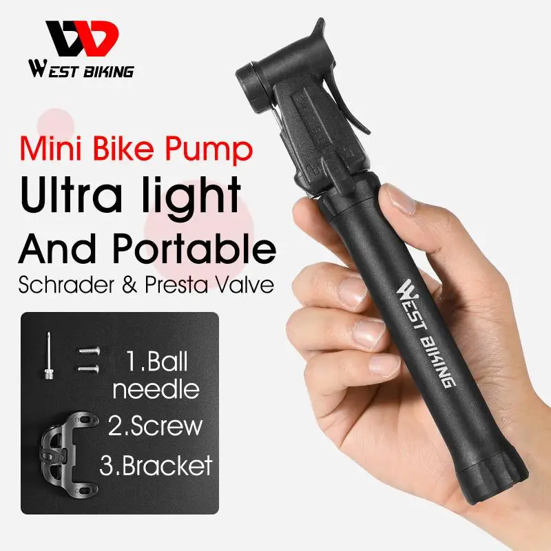 West Biking Bicycle Pump Mini Portable Cycling Tire Hand Air Pump Schrader Presta Valve Bomba Bicicleta Mtb Accessori Per Bici