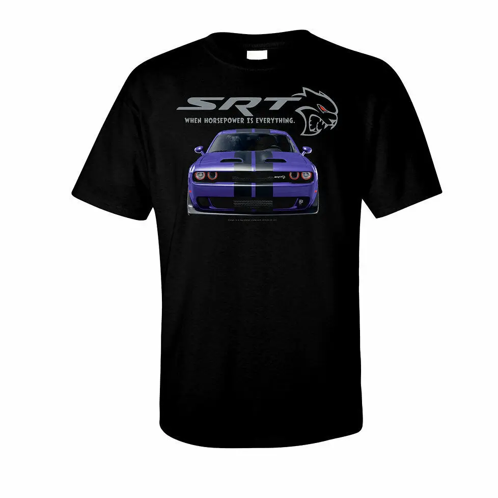 T-Shirt Dodge Srt Hellcat-Nera Con Logo Script Dodge Challenger E "Srt"