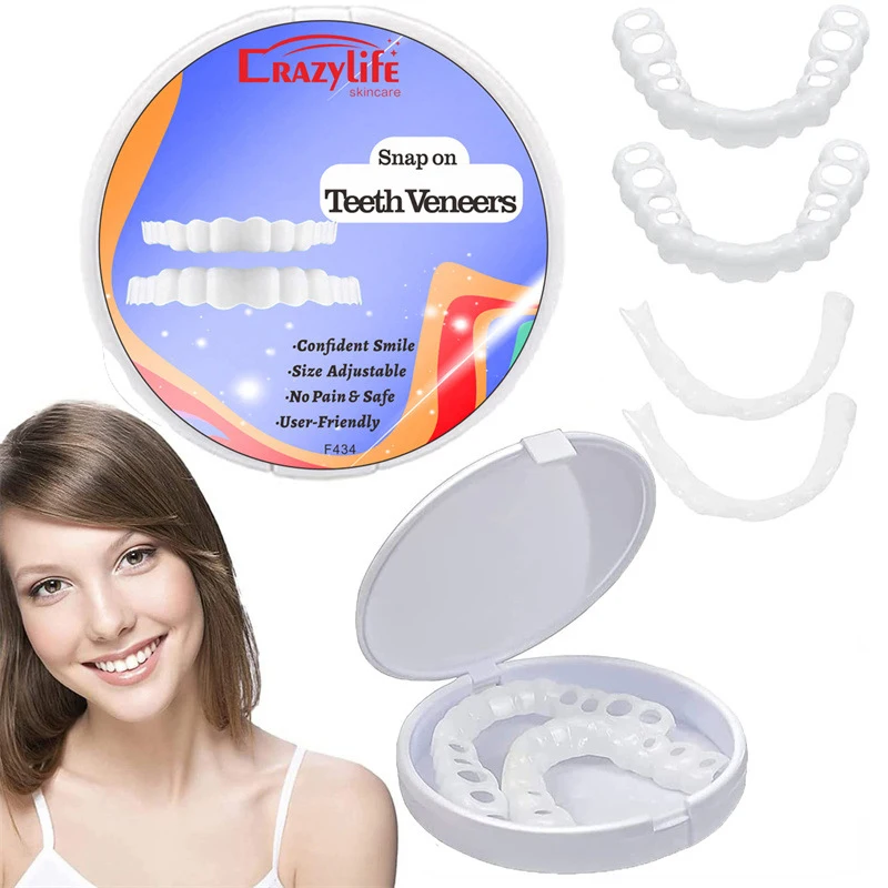 Notevole Impiallacciature Per Denti Set Di Copertura Per Denti Dentiere Impiallacciature Dentali Snap On Cover I Denti Denti Denti Finti Sorriso Di Fi