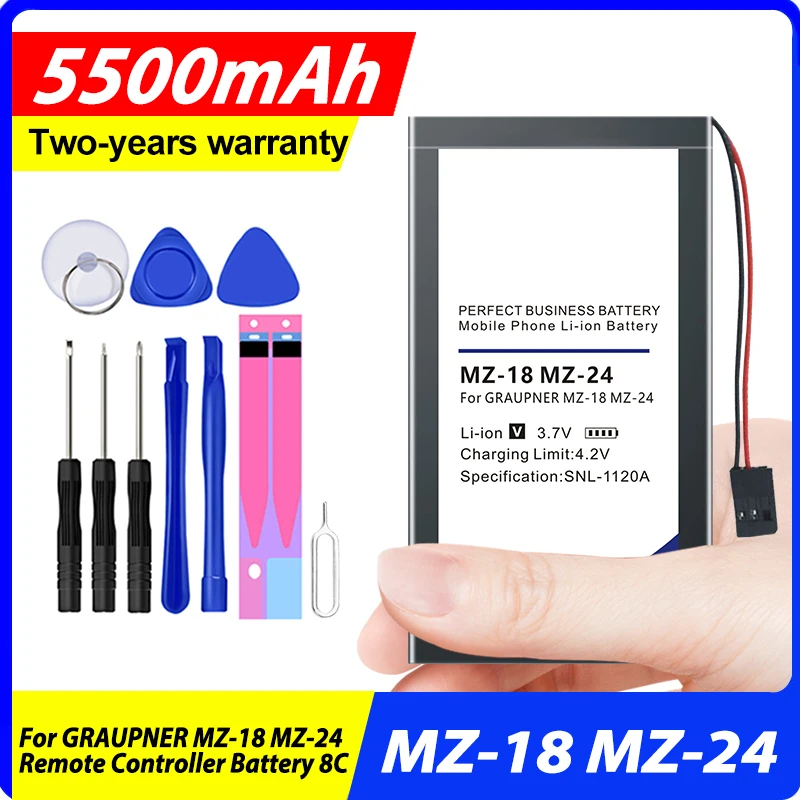 Batteria 3.7V 5500Mah Per Graupner Mz-18 Mz-24 Telecomando 8C Lipo Pannello Di Controllo Remoto Batterie + Kit Di Strumenti