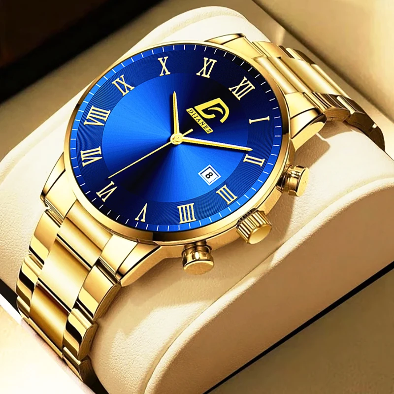 2023 Fashion Mens Gold Orologi In Acciaio Inossidabile Orologio Da Polso Al Quarzo Minimalista Di Lusso Da Uomo Business Casual Watch Relogio Masculin