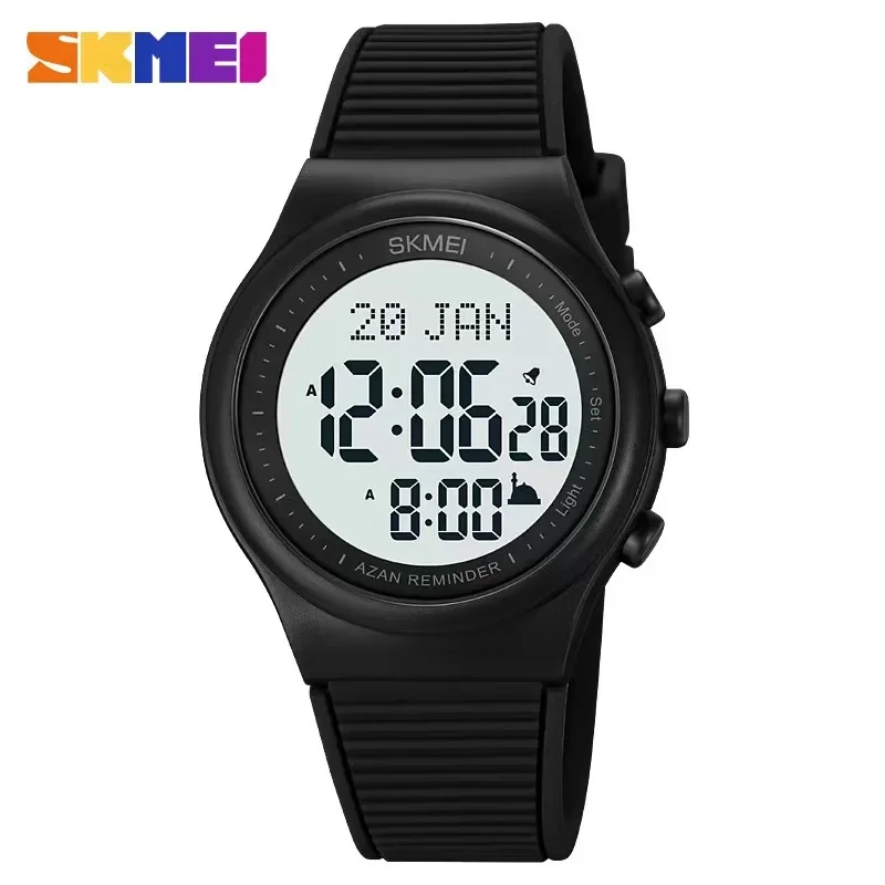 Skmei 1981 Orologio Per La Preghiera Con Qibla Compass Adhan Alarm Hijri Islamic Wrist Reloj Hombre Back Light Orologi Da Uomo Azan Musulmani