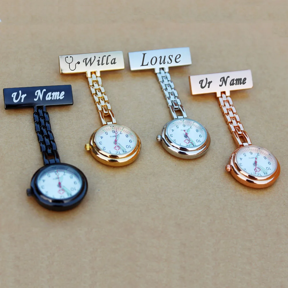 Personalizza Personalizza Inciso Con Il Tuo Nome Logo Spilla In Acciaio Inossidabile Spilla Orologio Da Infermiera Fob In Oro Rosa Di Alta Qualità