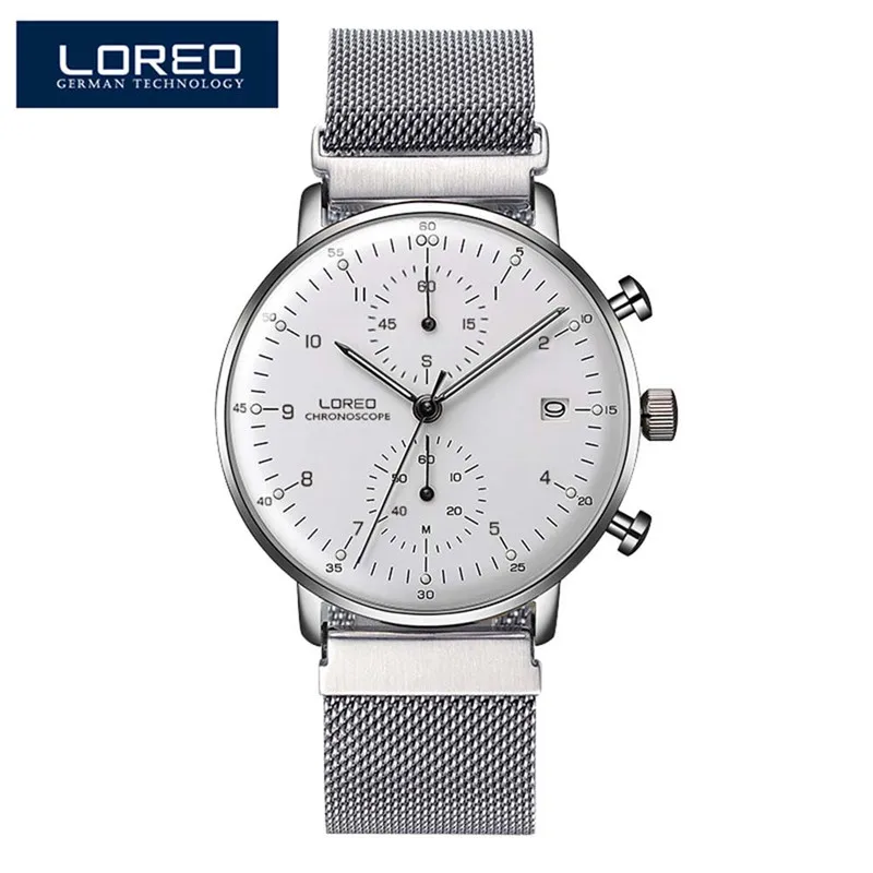 Loreo Luxury Brand Argento Acciaio Al Quarzo Orologio Da Uomo In Acciaio Impermeabile 3Atm Orologi Luminosi Calendario Orologio Dropshipping 2023