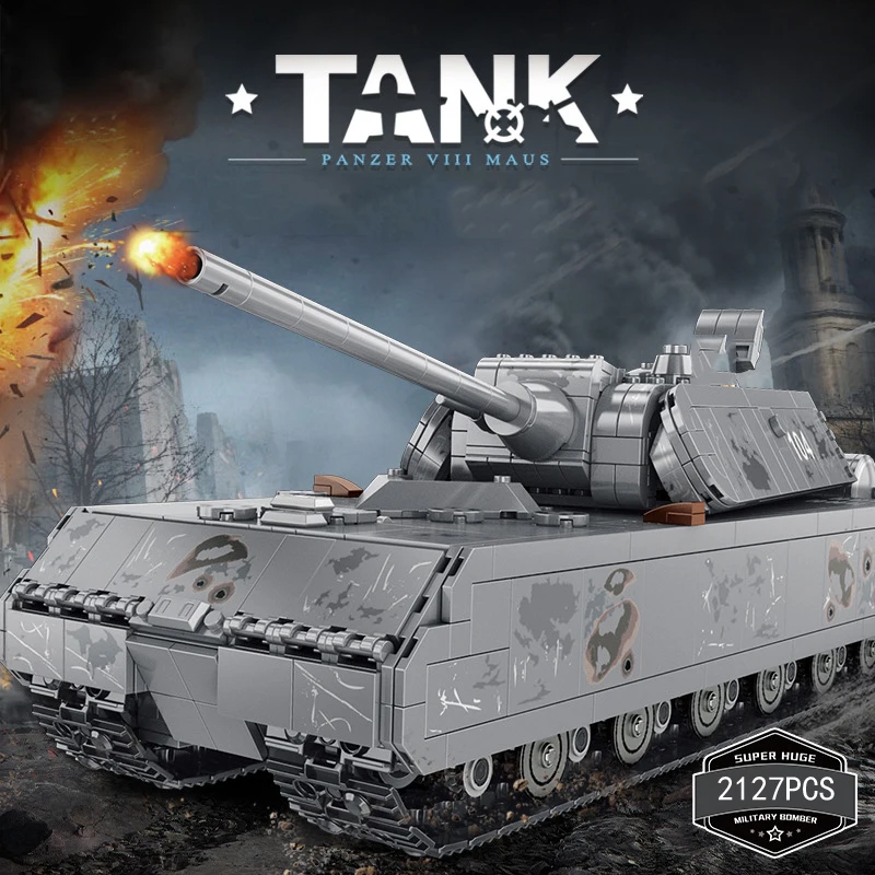 Germania Mattoni Militari World Wars Panzer Viii Maus Tank Bastisbrick Building Block Veicolo Ww2 Army Force Figure Giocattoli Per Regali