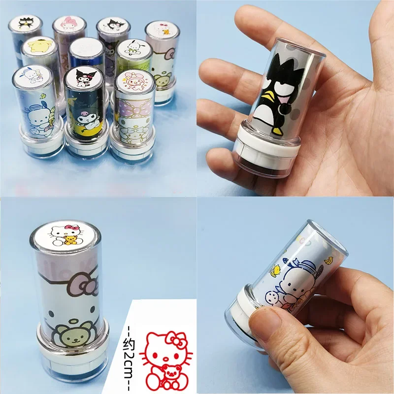 Sanrio My Melody Kuromi Cinnamoroll Seal Stamp Child Account Round Cartoon Cute Kitty Stamp Color Fotosensibile Stamp Toy