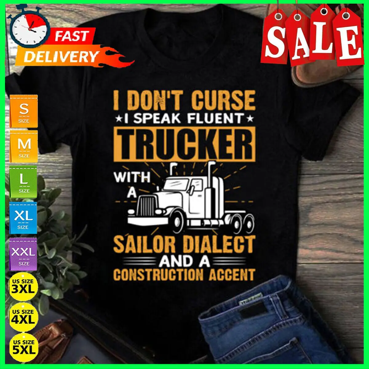 Non Malocchio I Speak Fluent Trucker With A Sailor Dial Truck Driver Tshirt