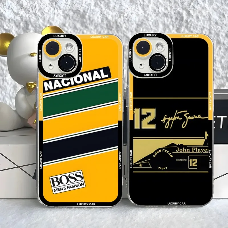 Ayrton Senna Helmet F1 Racing Phone Case Case Per Iphone 15 14 13 12 11 Pro Max Mini Xs X Xr Se 7 8 Plus Soft Angel Eyes Cover