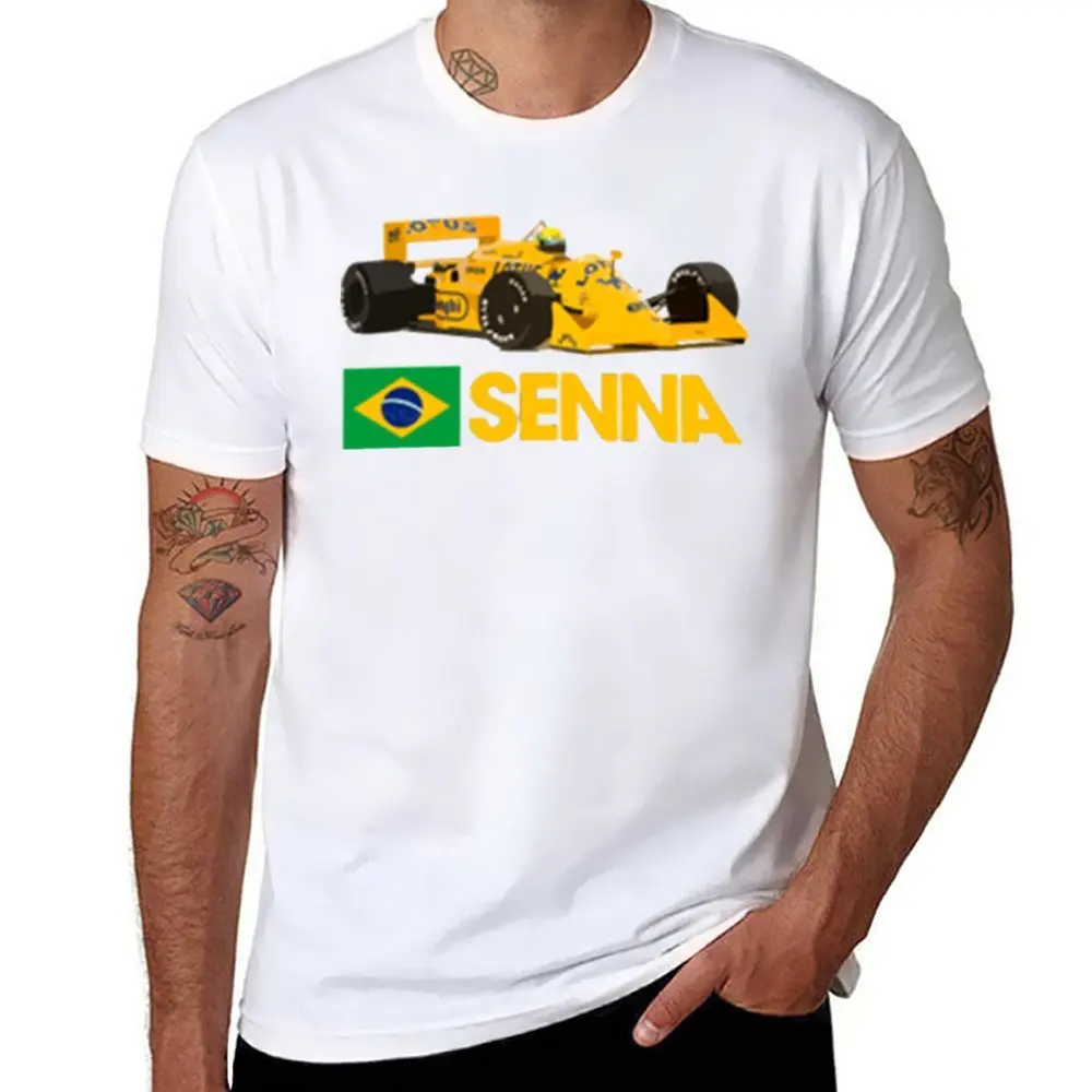 Ayrton Senna F1 Race Raer 7 Top Tee Divertente T-Shirt Grafica Girocollo Sport Divertente Novità Fitness Eur Size