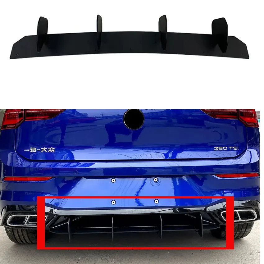 Diffusore Paraurti Posteriore Per Vw Golf 8 2020 + Lifting Maxton Style Flag Spoiler Splitter Accessori Body Kit