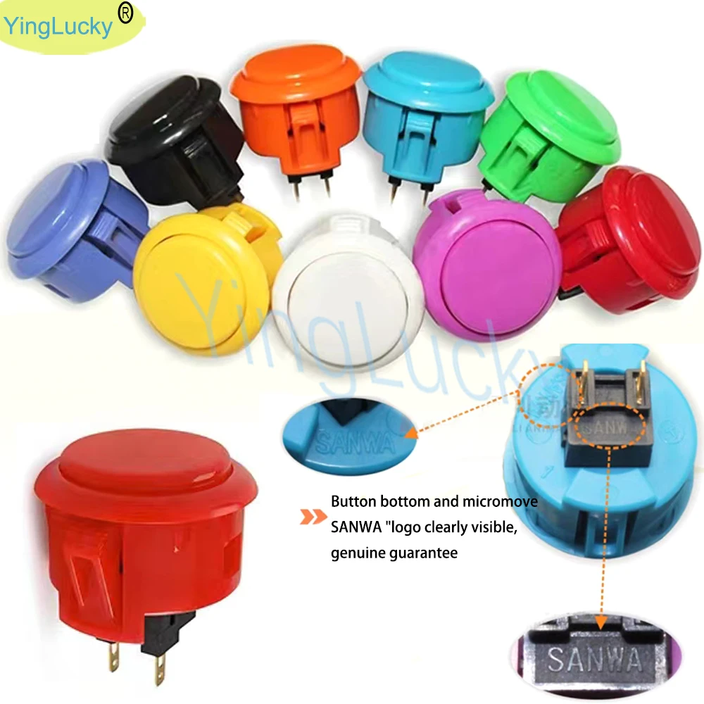 6Ps Sanwa Obsf-30 Pulsanti Sanwa Pulsante Gioco Arcade Di Ricambio 30 Millimetri Push Button