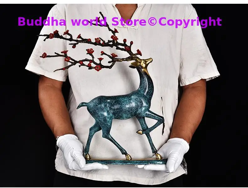 Edizione Limitata Home Azienda Negozio Negozio Di Arredamento Top Fatti A Mano In Bronzo Di Buona Fortuna Fu Gui Plum Blossom Cervo Scultura Decorazio