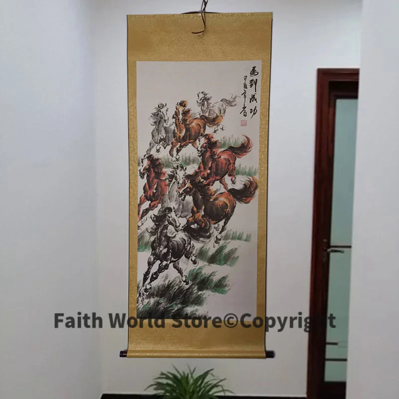 Wow # Estero Top Regalo Di Affari Home Azienda Della Parete Di Arte Decorativa Successo Buona Fortuna 8 Cavalli Feng Shui Di Arte Cinese Lavoro Di Pit