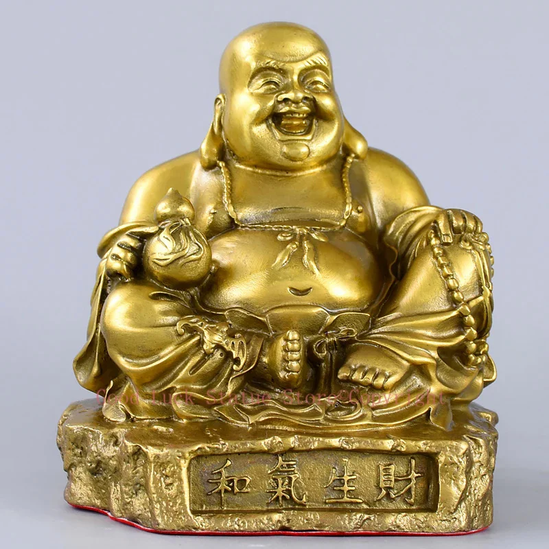 Good Buddha Company Home Decoration Fiorente Business Money Drawing Good Luck Gold Maitreya Buddha Brass Feng Shui Statue