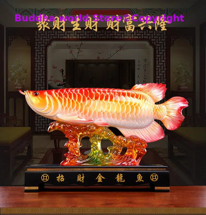 Grande # Buona Fortuna Feng Shui Art Statue Home Office Company Shop Top Efficace Talisman Money Drawing Arowana Golden Fish