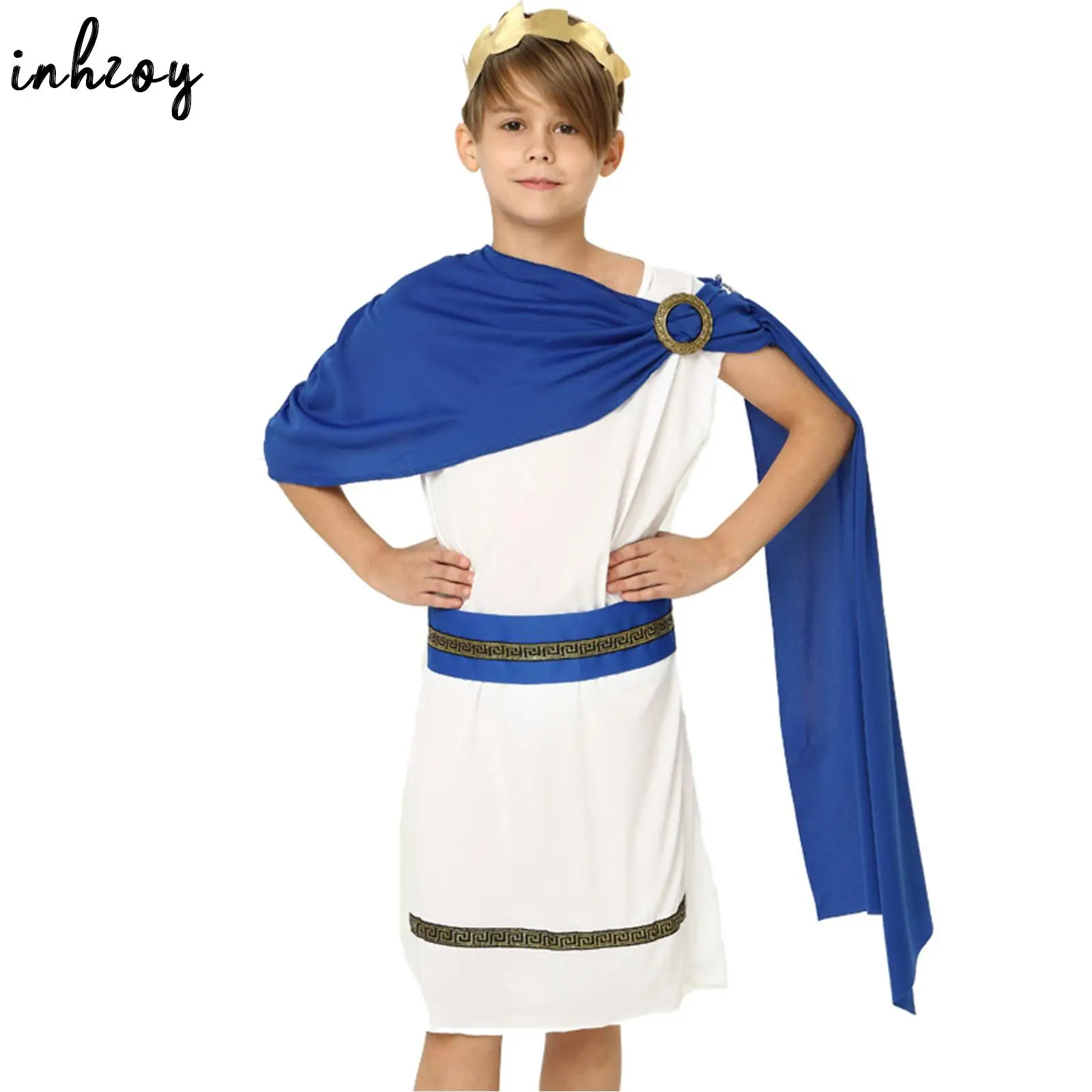 Kids Girls Boys Grecian Toga Costume Ancient Greek Mythos Philosopopher Roma Nobiltà Aphrodite Athena Halloween Cosplay Dress Up