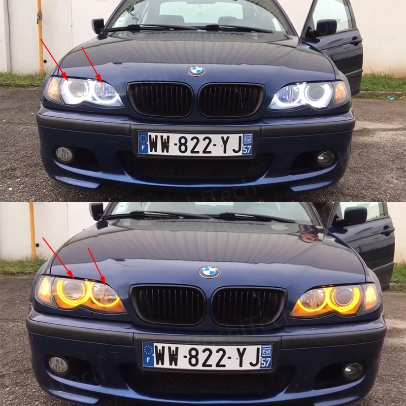 Per Bmw Serie 3 E46 Berlina Touring Wagon Coupé Compatto 1998-2005 Led Bianco Faro Halo Angel Demon Eyes Kit Angel Eyes Light