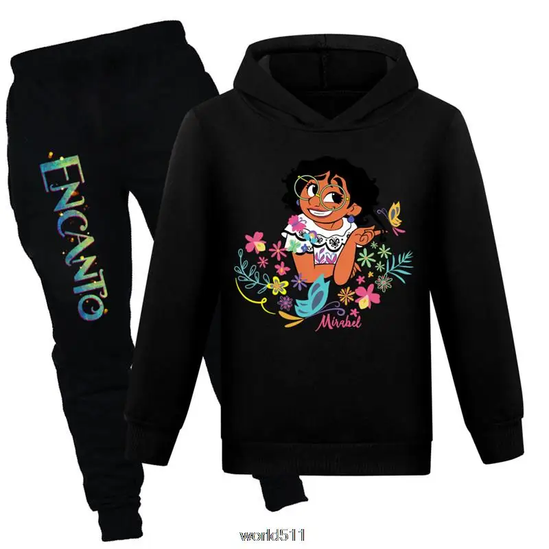 Sports Hoodie Set Encanto Mirabel Autumn Children Hoodie+Pants 2-Piece Set Teen Cute 2-15Y Princess Cosplay Girls Hoodie Suits