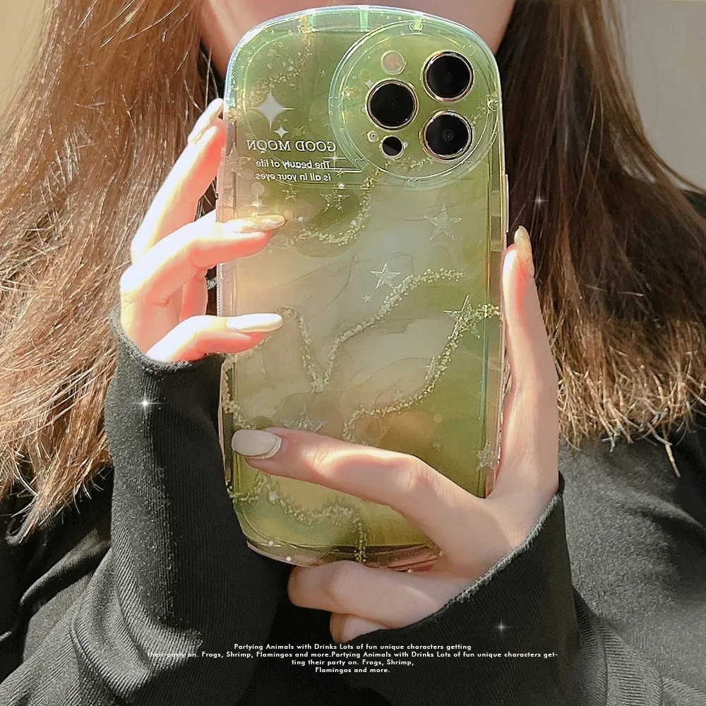 Custodia Per Telefono Trasparente Green Starry Sky Shine Star River Per Iphone 14 13 11 12 Pro Max 14 Plus Custodia Cute Sweet Cartoon Cover