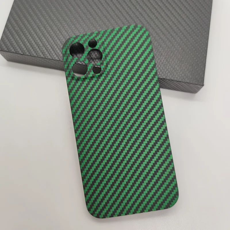 Fibra Di Carbonio Ultra Sottile A Luce Verde Per Iphone 12 Pro Max 12Pro Protezione Dell'Obiettivo Per Iphone12 Iphone 12 Mini 12Promax Cover