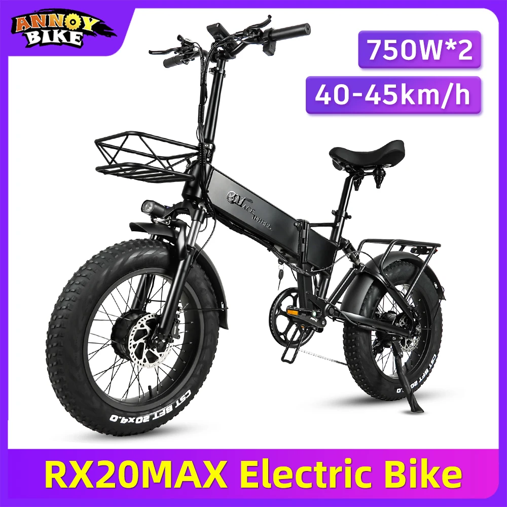 Cmacewheel Rx20 Max Bici Pieghevole Elettrica 750W * 2 Motore 17Ah Batteria 40-45 Km/H Velocità Massima 20*4.0 ''Cst Fat Tire Ebike 150Kg Carico