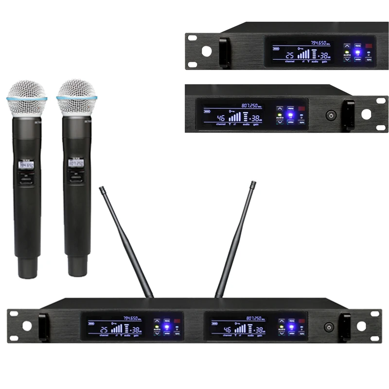 Qlx24D Vocal Stage Studio Mic Qlxd4 Microfono Palmare A Doppio Canale Beta 58A Wireless Mikrofon Qlx24D