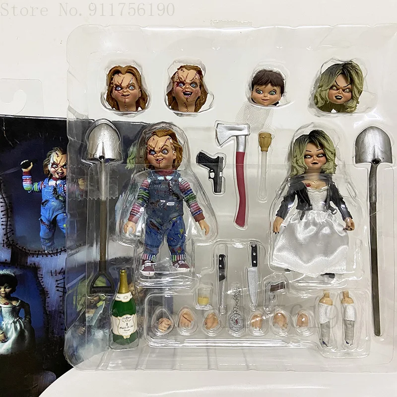 Neca Bride Of Chucky Figure Ultimate Chucky Tiffany Ottiene Lucky Action Figures Modello Da Collezione Giocattoli Bambola Neca Terrors Regalo