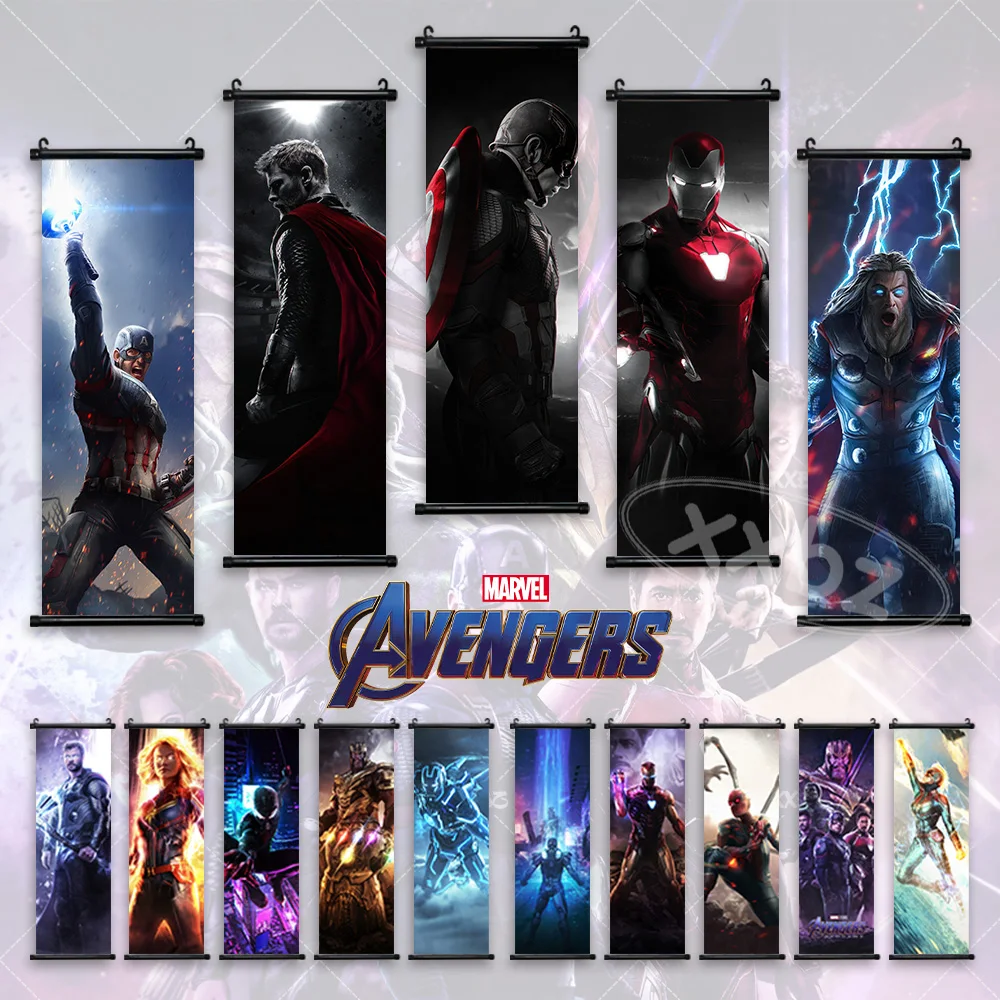Iron Man Home Decoration Thor Wall Art Captain America Hanging Painting Avengers Scrolls Picture Ms. Marvel Canvas Anime Poster