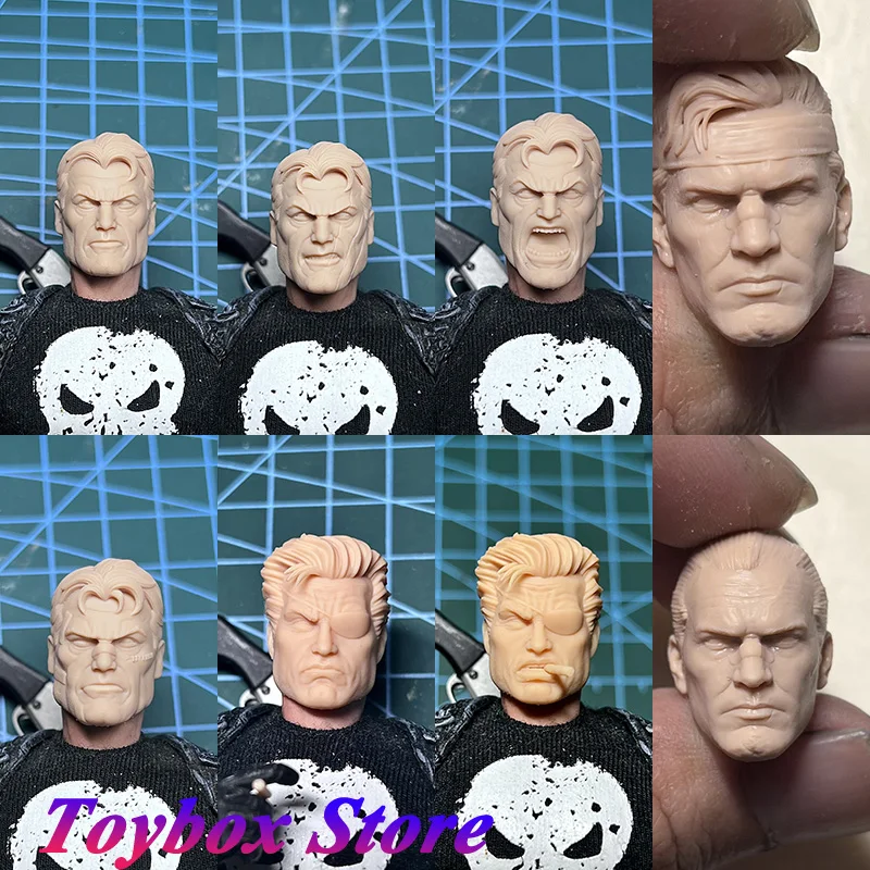 In Magazzino 1/12 The Punisher Man Soldier Testa Non Verniciata Sculpt Mask Bandage Design Model Per 6 "Mafex Ml Mezco Shf Mcfarlane Body