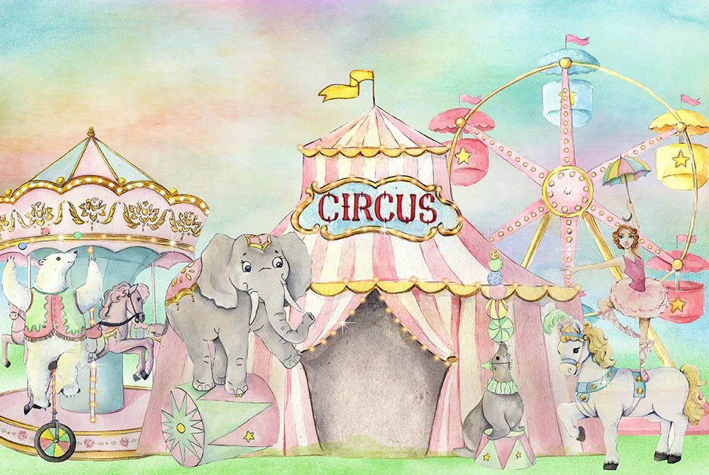 7 X5Ft Vintage Retro Carnival Circo Performance Stage Tent Custom Photo Studio Sfondo Vinile 220Cm X 150Cm