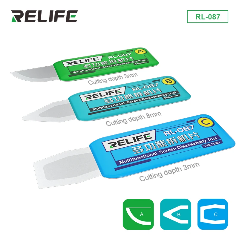 Relife Rl-087 Multi-Fungsi Pisau Bongkar Pasang Baja Ultra-Tipis Pembuka Pryer Potonggan Tepi Pembongkaran Layar Set Pot