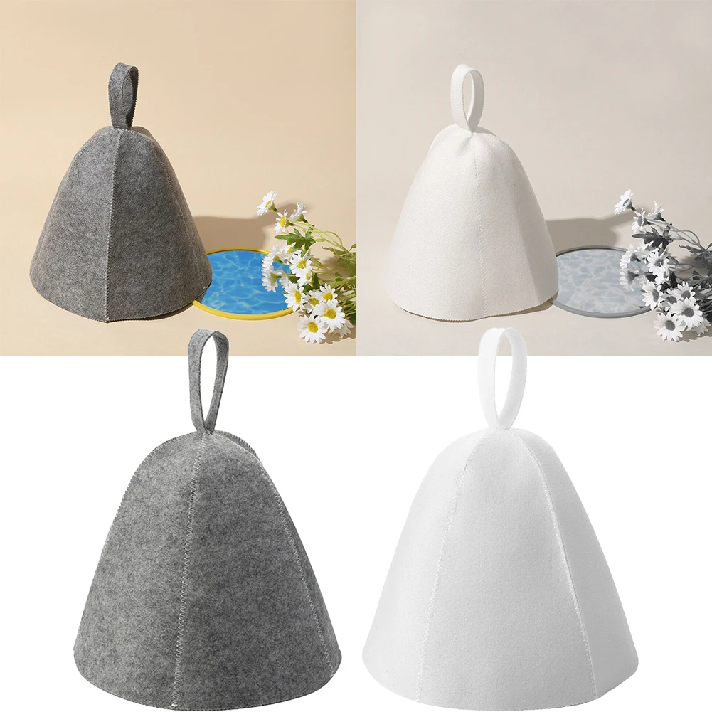 1Pc Cappello Da Sauna Bianco/Nero Premium Anti Heat Hot Spring Cap Quick Dry Feltro Di Lana Protezione Per Capelli Spa Sauna E Forniture Per Il Bagno