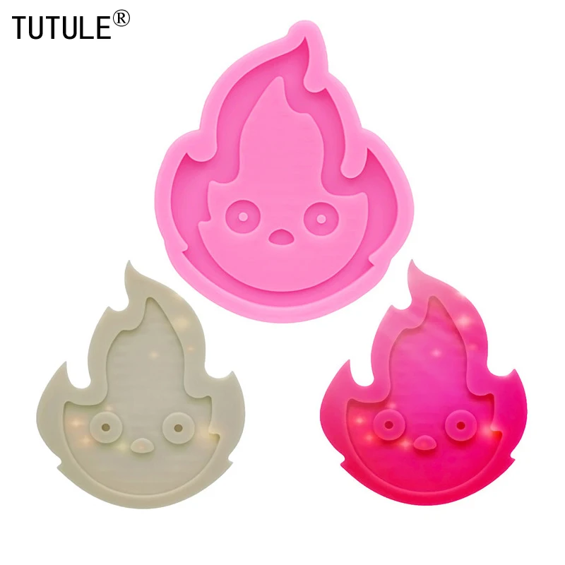 Agitatore Lucido In Resina Siliconica Calcifer Fai-Da-Te The Fuliggine Sprite Stampo In Argilla Polimerica Portachiavi Stampi Kawaii In Resina Epossid