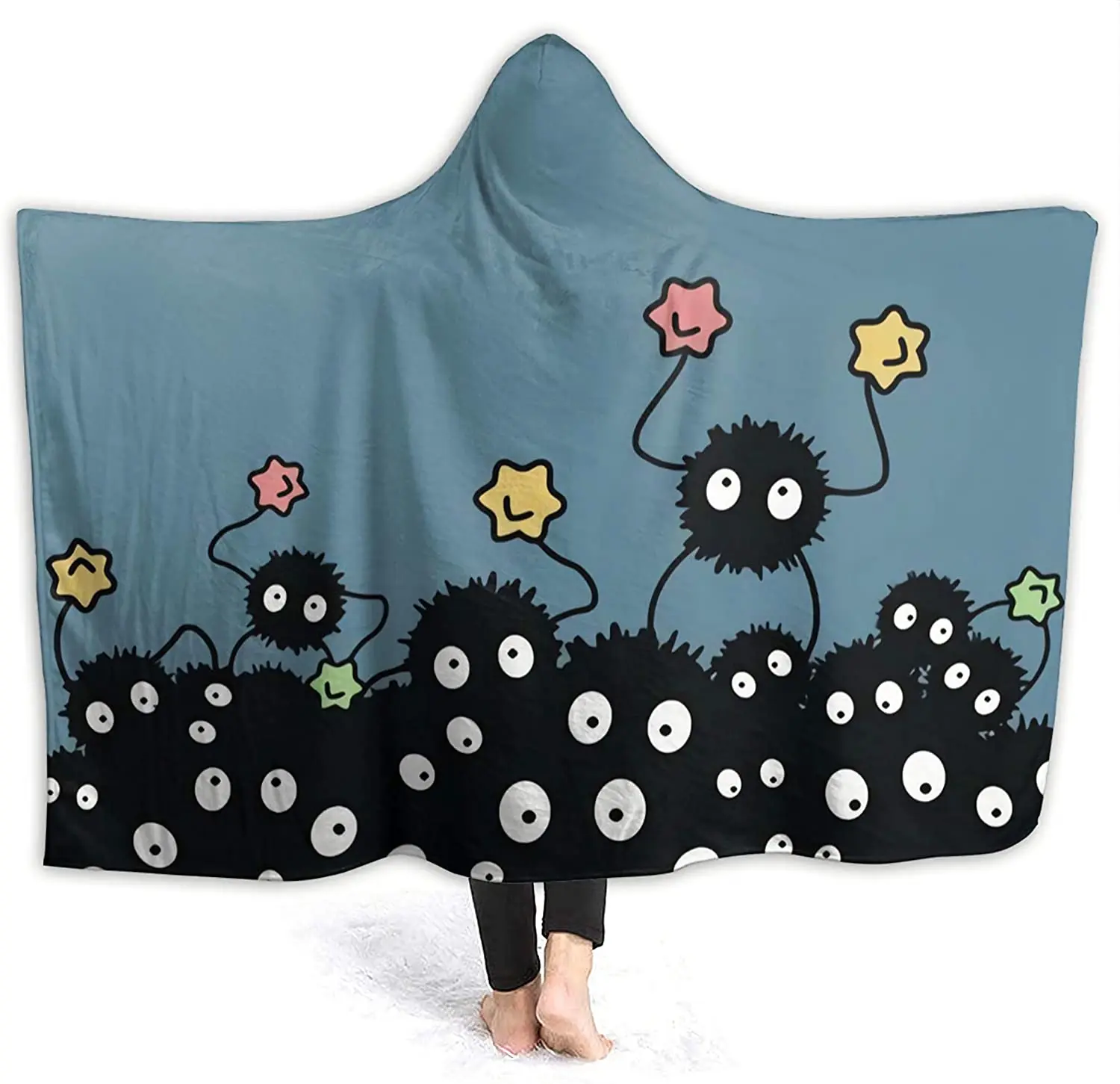 Soot Sprites Coperta Indossabile Con Cappuccio Per Adulti Adolescenti Bambini Super Soft Comfy Warm Plush Throw Tv Coperta Wrap Robe Felpa Con Cappucc