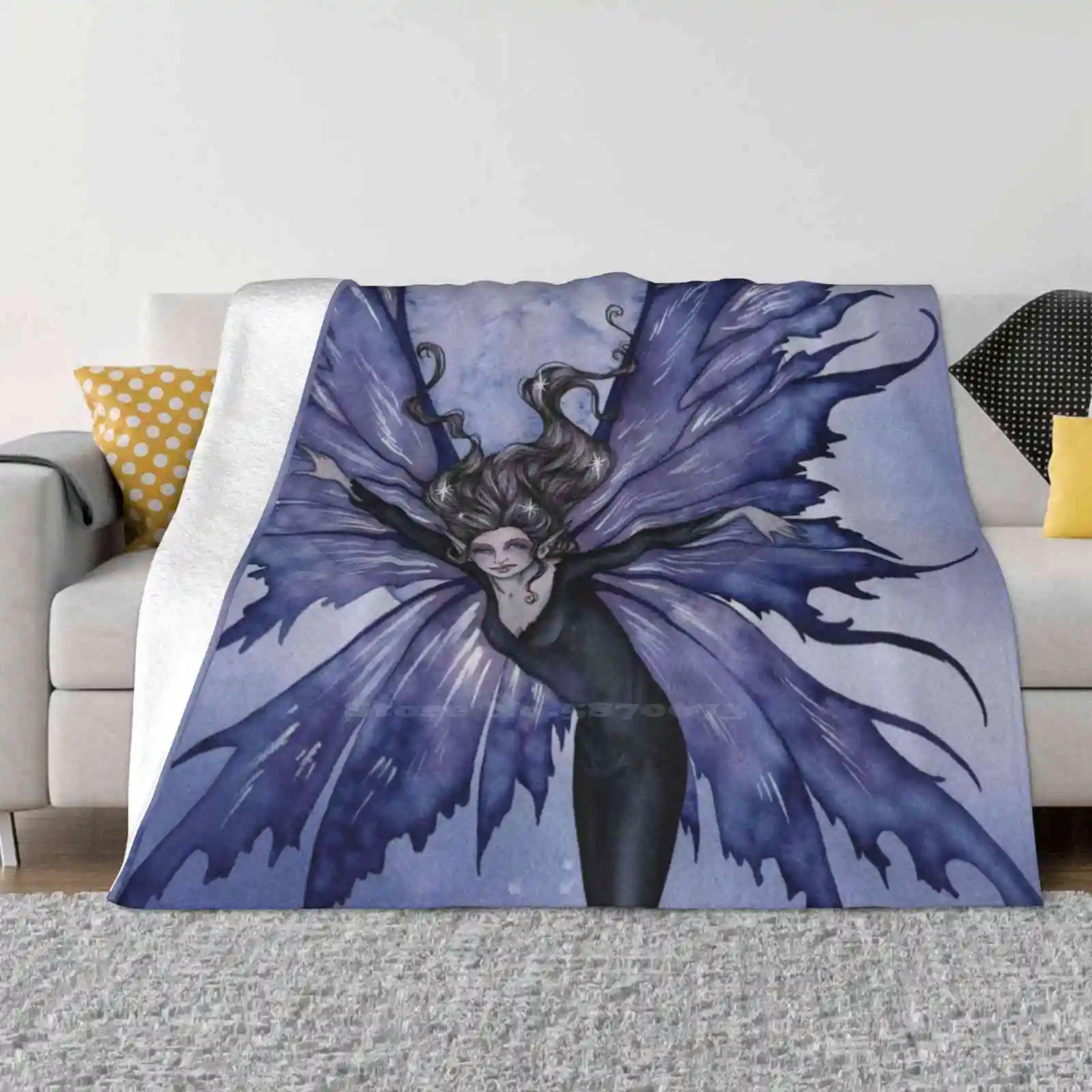 Luna Sprite Soft Warm Light Thin Coperta Fairy Fantasy Amy Brown Moon Goth Blu Scuro