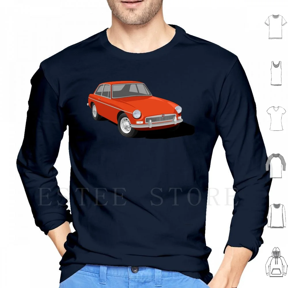 Mgb Gt Design-Blaze Orange Felpe Con Cappuccio Mgb Midget Mga Mg Sprite Cinturini Maxi Sanoey Tvr Lotus Mini Cooper Classic